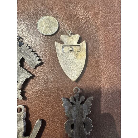 Vintage 70’s Silver Toned Kachina Thunderbird Tribal Pendant Lot Of 4 - No Chain - Picture 10 of 10